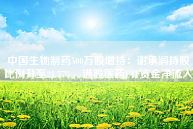 中国生物制药500万股增持：谢承润持股比例升至21.57%，港股医药ETF资金净流入
