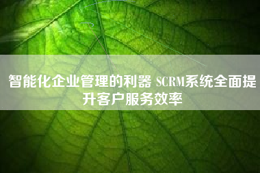 智能化企业管理的利器 SCRM系统全面提升客户服务效率