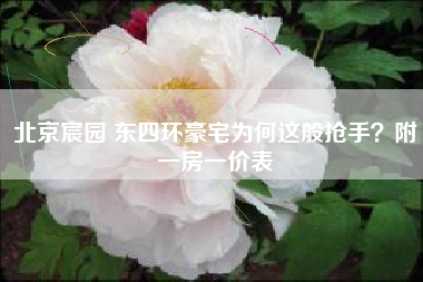 北京宸园 东四环豪宅为何这般抢手？附一房一价表