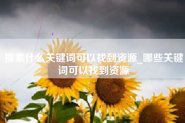 搜索什么关键词可以找到资源_哪些关键词可以找到资源