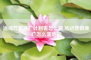活动营销推广计划表怎么做,活动营销推广怎么落地的