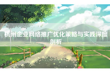 杭州企业网络推广优化策略与实践深度剖析