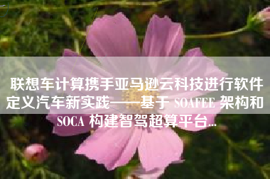 联想车计算携手亚马逊云科技进行软件定义汽车新实践——基于 SOAFEE 架构和 SOCA 构建智驾超算平台...