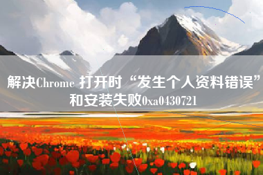 解决Chrome 打开时“发生个人资料错误”和安装失败0xa0430721