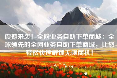 震撼来袭！全网业务自助下单商城：全球领先的全网业务自助下单商城，让您轻松快速解锁无限商机！
