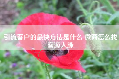 引流客户的最快方法是什么 微商怎么找客源人脉