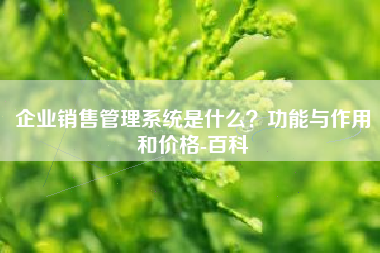 企业销售管理系统是什么？功能与作用和价格-百科