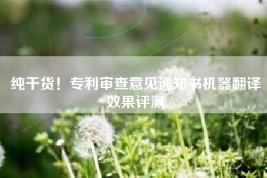 纯干货!专利审查意见通知书机器翻译效果评测 纯干货!专利审查意见通知书机器翻译效果评测