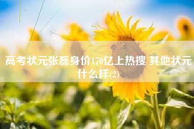 高考状元张磊身价170亿上热搜 其他状元什么样(2)