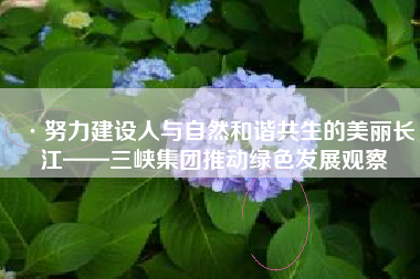 ·努力建设人与自然和谐共生的美丽长江——三峡集团推动绿色发展观察