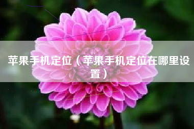 苹果手机定位（苹果手机定位在哪里设置）