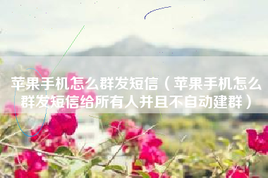 苹果手机怎么群发短信（苹果手机怎么群发短信给所有人并且不自动建群）