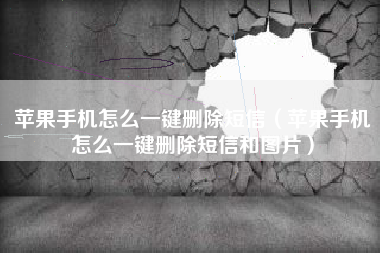 苹果手机怎么一键删除短信（苹果手机怎么一键删除短信和图片）