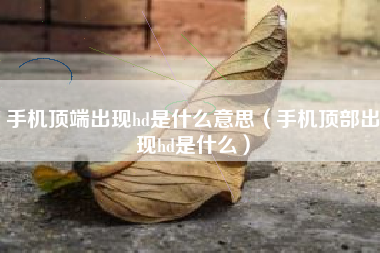 手机顶端出现hd是什么意思（手机顶部出现hd是什么）