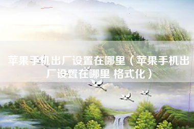 苹果手机出厂设置在哪里（苹果手机出厂设置在哪里 格式化）