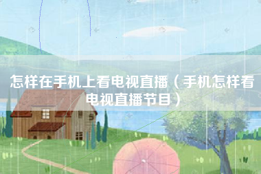 怎样在手机上看电视直播（手机怎样看电视直播节目）
