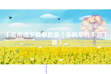 手机游戏下载单机版（手机单机手游下载）