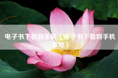 电子书下载到手机（电子书下载到手机本地）