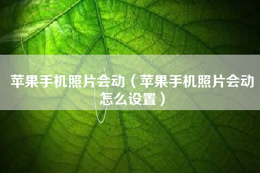 苹果手机照片会动（苹果手机照片会动怎么设置）