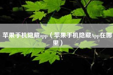 苹果手机隐藏app（苹果手机隐藏App在哪里）