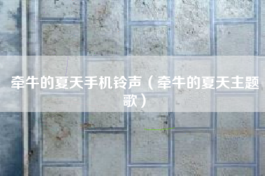 牵牛的夏天手机铃声（牵牛的夏天主题歌）