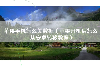 苹果手机怎么关数据（苹果开机后怎么从安卓转移数据）