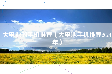 大电池的手机推荐（大电池手机推荐2024年）