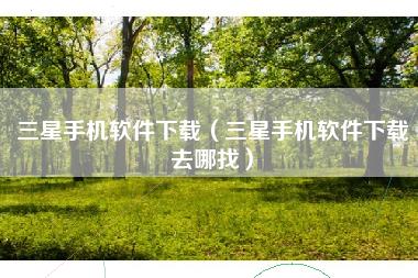 三星手机软件下载（三星手机软件下载去哪找）