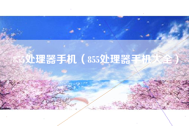 855处理器手机（855处理器手机大全）