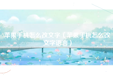 苹果手机怎么改文字（苹果手机怎么改文字语言）