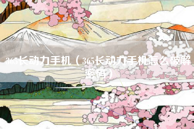 365长动力手机（365长动力手机怎么破解密码）
