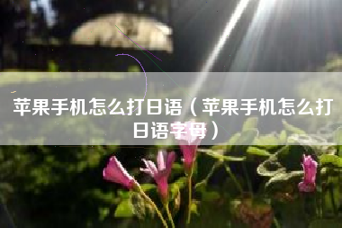 苹果手机怎么打日语（苹果手机怎么打日语字母）