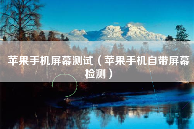 苹果手机屏幕测试（苹果手机自带屏幕检测）