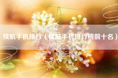 续航手机排行（续航手机排行榜前十名）