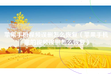 苹果手机视频误删怎么恢复（苹果手机里的视频误删怎么恢复）
