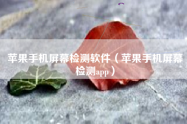 苹果手机屏幕检测软件（苹果手机屏幕检测app）