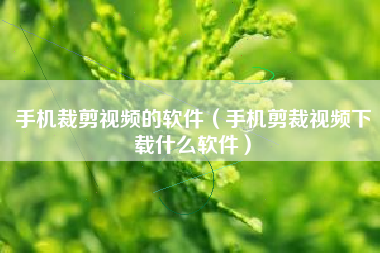 手机裁剪视频的软件（手机剪裁视频下载什么软件）