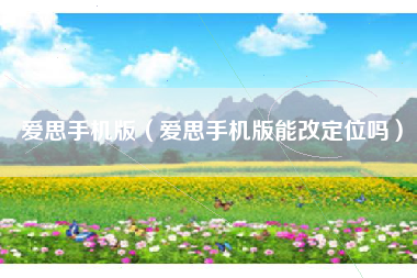 爱思手机版（爱思手机版能改定位吗）