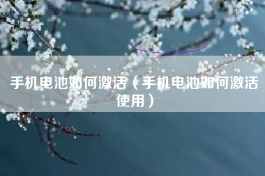 手机电池如何激活（手机电池如何激活使用）