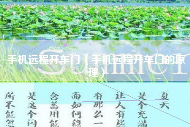 手机远程开车门（手机远程开车门的原理）