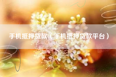 手机抵押贷款（手机抵押贷款平台）