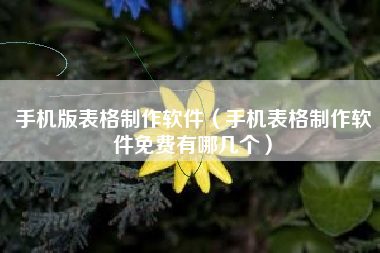 手机版表格制作软件（手机表格制作软件免费有哪几个）