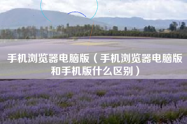 手机浏览器电脑版（手机浏览器电脑版和手机版什么区别）