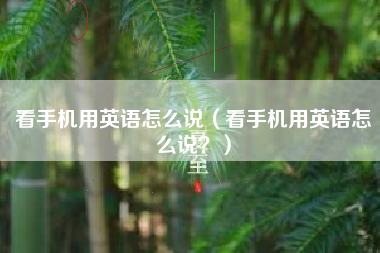 看手机用英语怎么说（看手机用英语怎么说？）