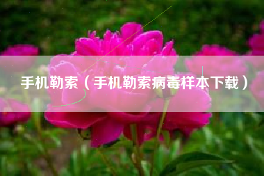 手机勒索（手机勒索病毒样本下载）