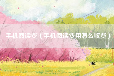 手机阅读费（手机阅读费用怎么收费）