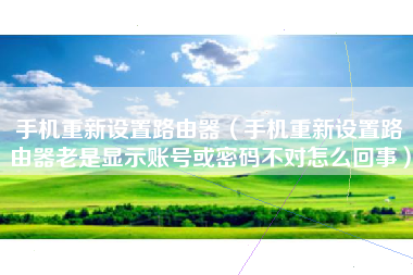 手机重新设置路由器（手机重新设置路由器老是显示账号或密码不对怎么回事）