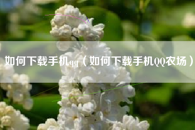 如何下载手机qq（如何下载手机QQ农场）