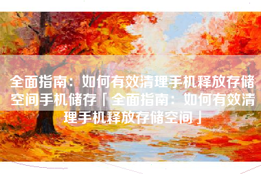 全面指南：如何有效清理手机释放存储空间手机储存「全面指南：如何有效清理手机释放存储空间」