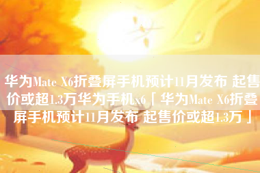 华为Mate X6折叠屏手机预计11月发布 起售价或超1.3万华为手机x6「华为Mate X6折叠屏手机预计11月发布 起售价或超1.3万」